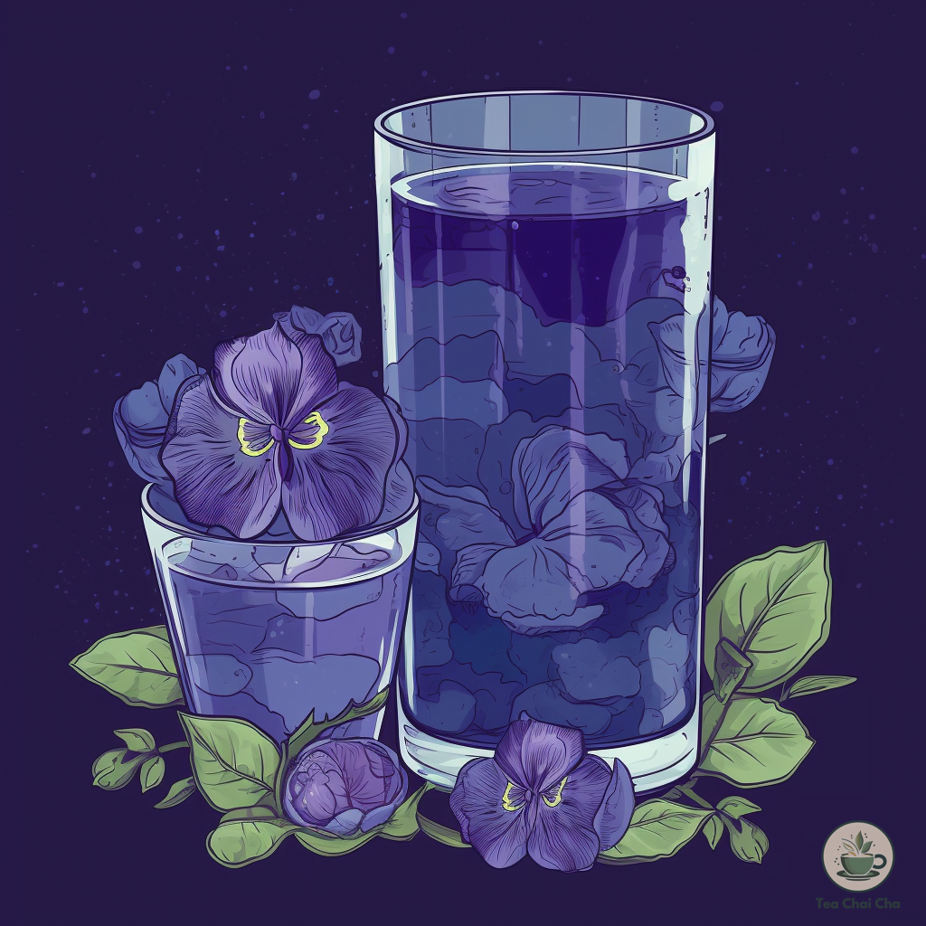 iced butterfly pea flower tea made with powder