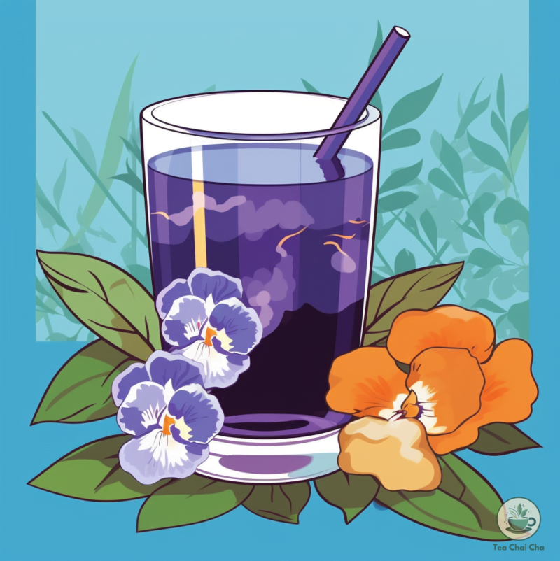 butterfly pea tea in a glass