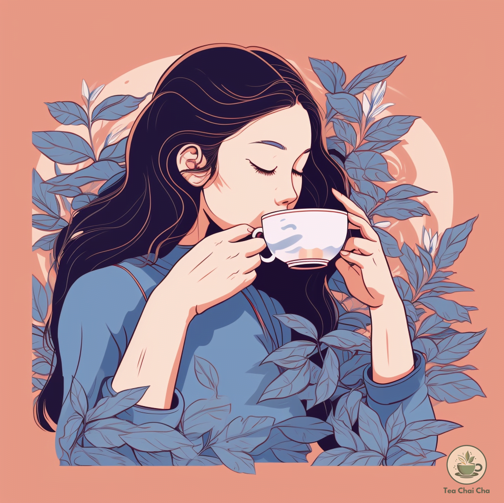 girl drinking chrysanthemum tea