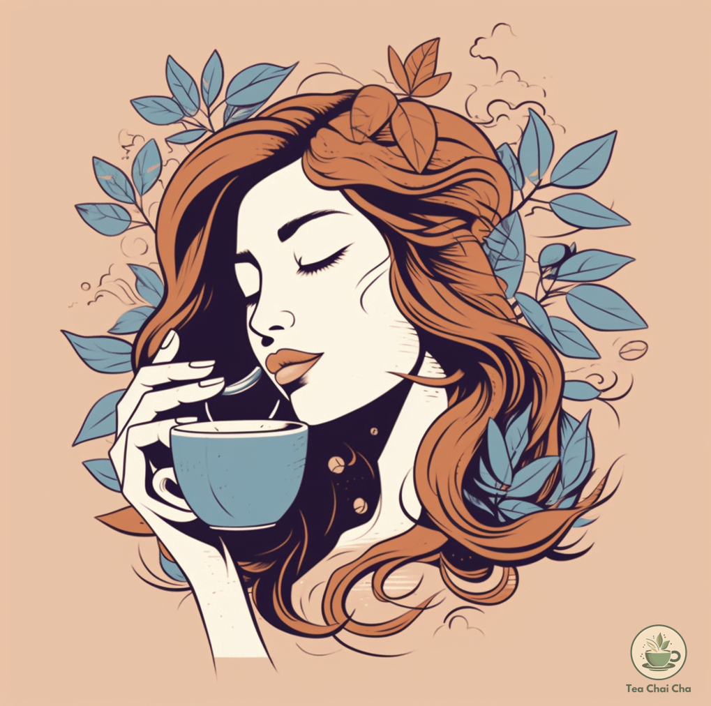 girl smelling taste of silver needle tea