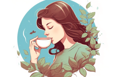 girl drinking mugwort tea