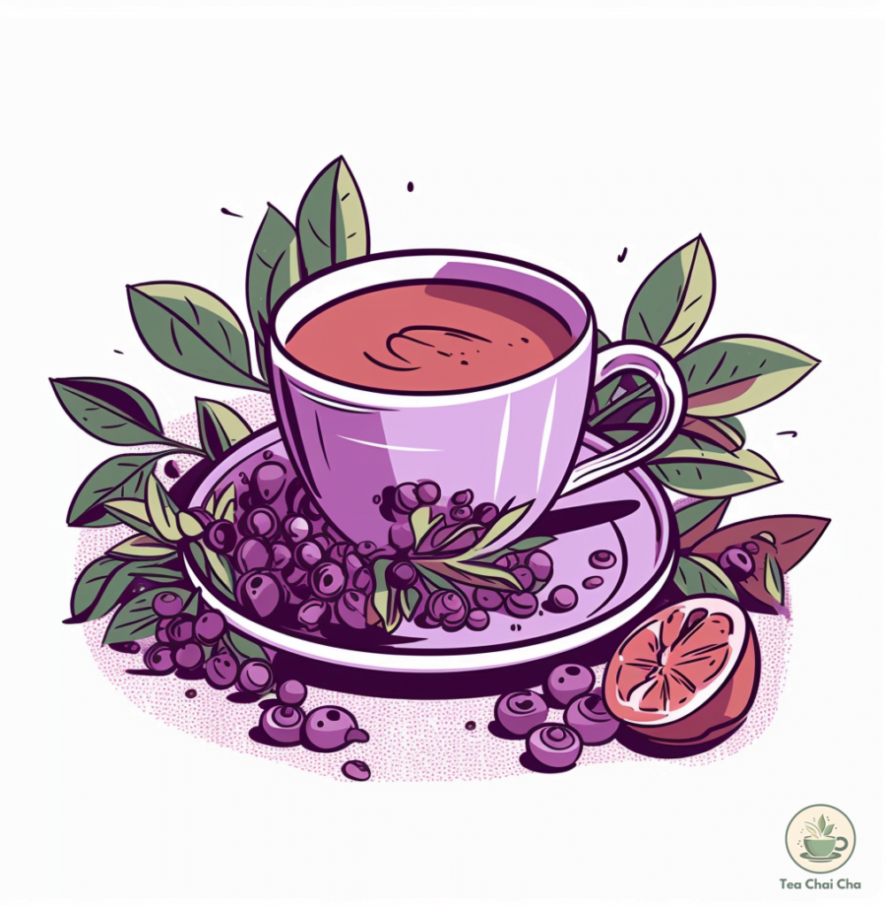 illustration of purple tea with lemon