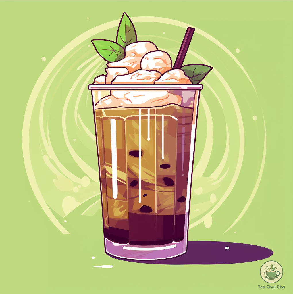 matcha iced tea with chocolate syrup