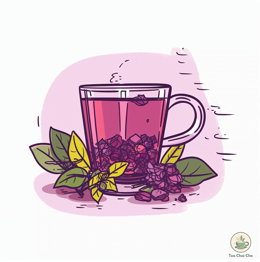 illustration of kenyan purple tea in a glass tea cup