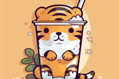 cute tiger in a glass depicting tiger milk tea