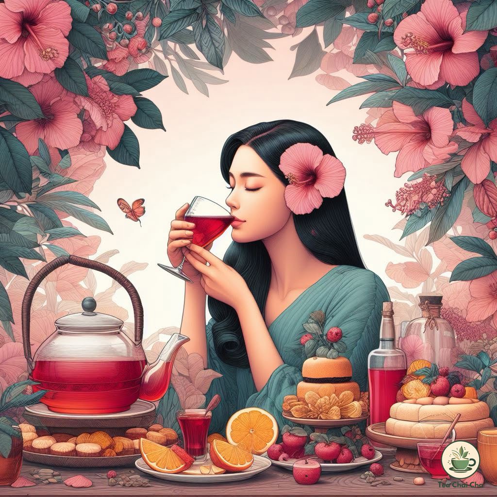 girl drinking hibiscus tea