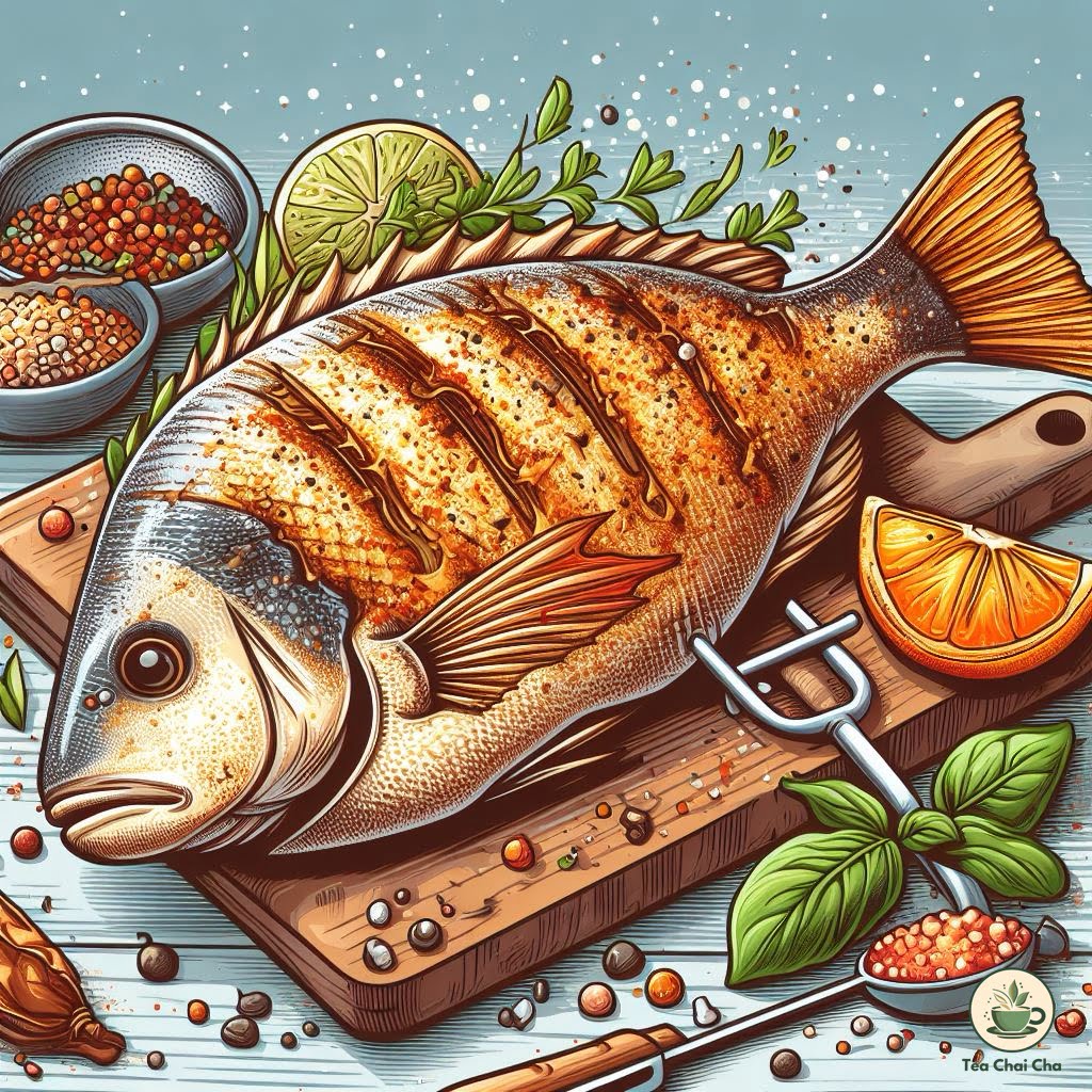 grilled fish for mushroom tea