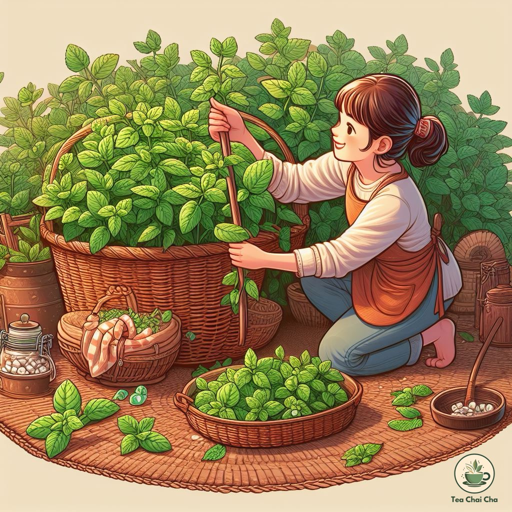 harvesting peppermint