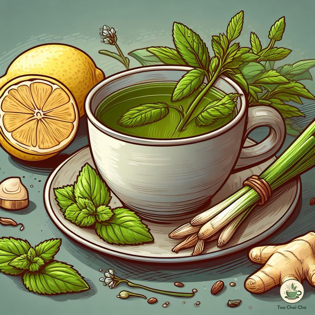 mugwort tea with lemon, ginger