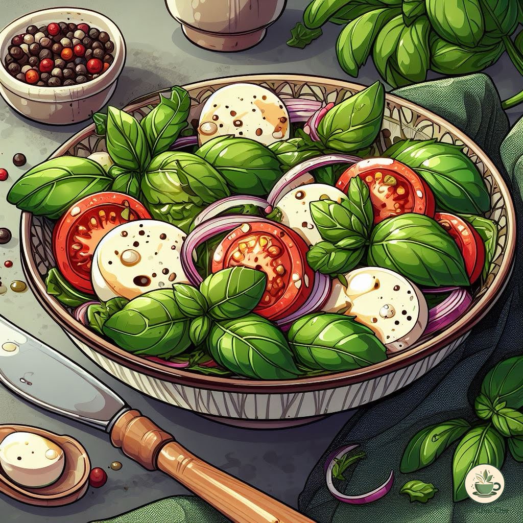 mint and basil caprese salad