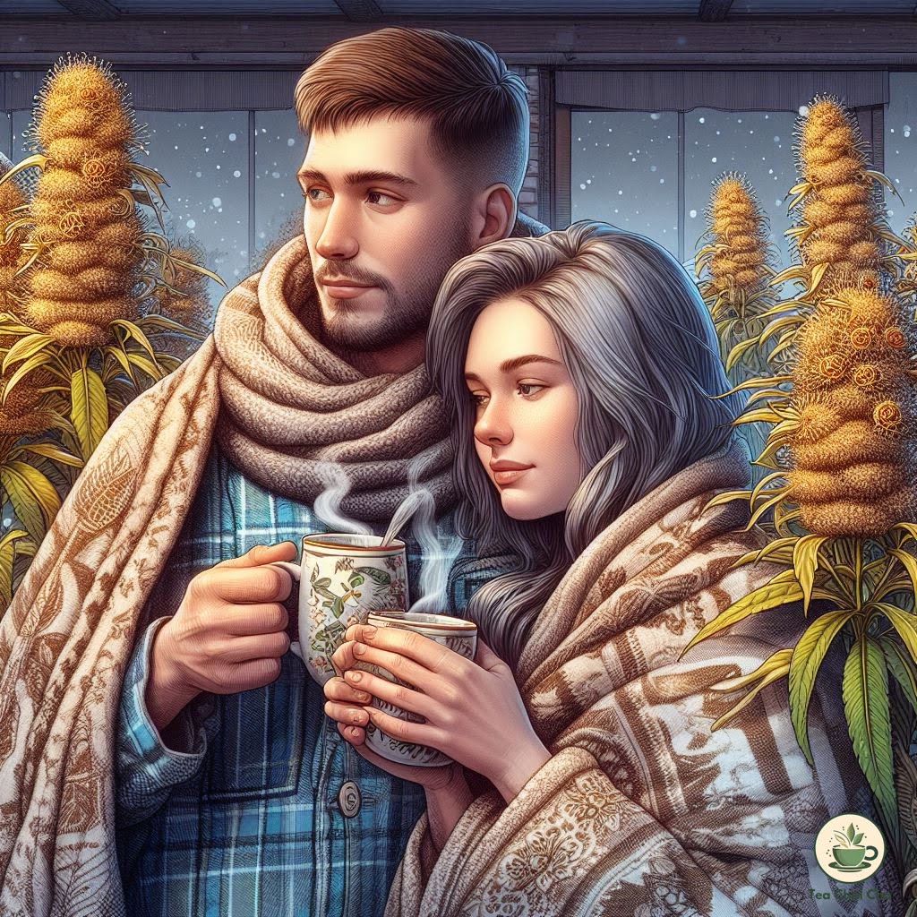 man and woman drinking mullein tea for its taste