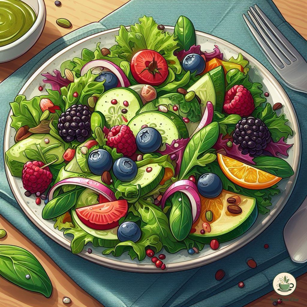 green salad with berries