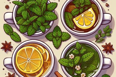 spearmint, lemon verbana, moroccon mint , and lemon balm teas