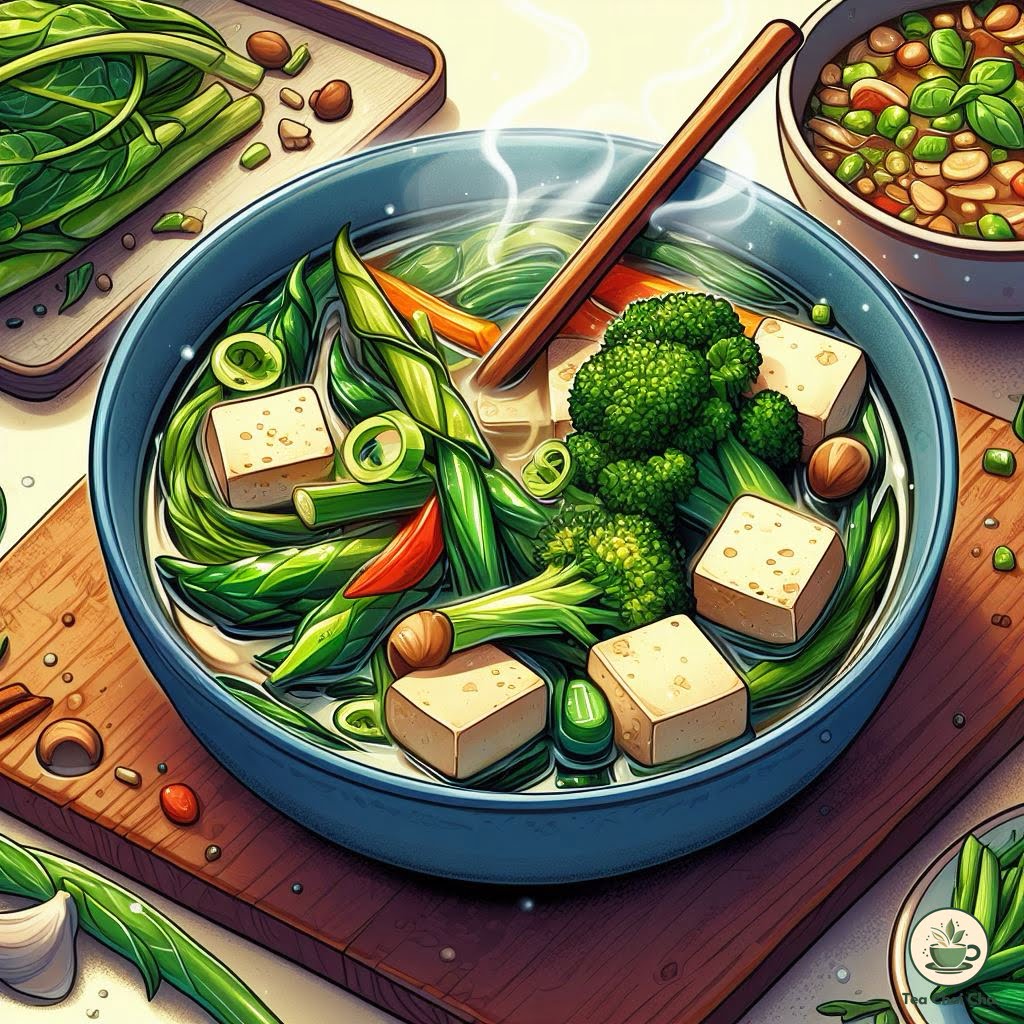 steamed greens soup with tofu