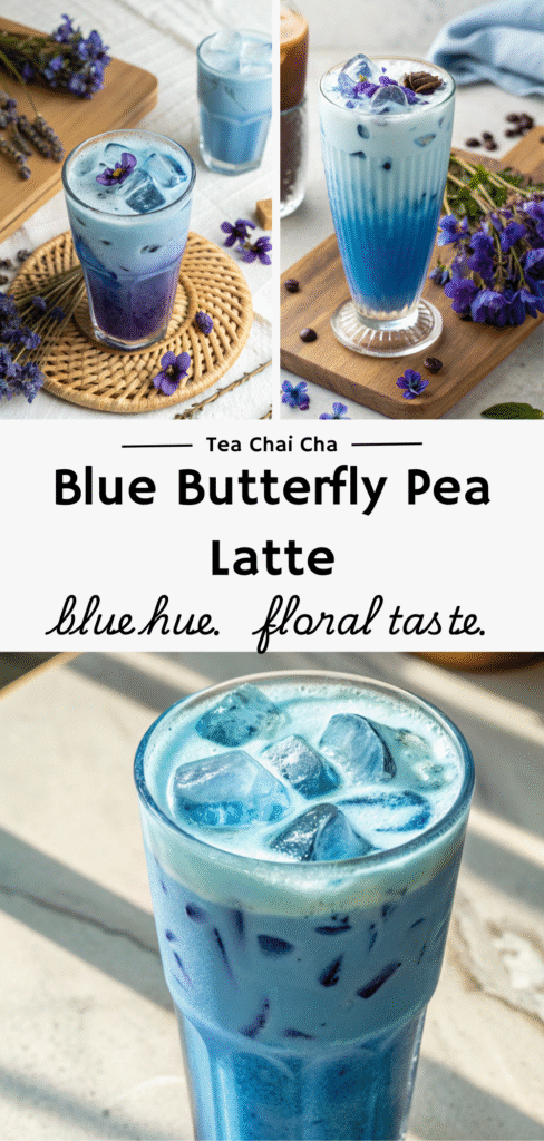 iced butterfly pea flower tea latte