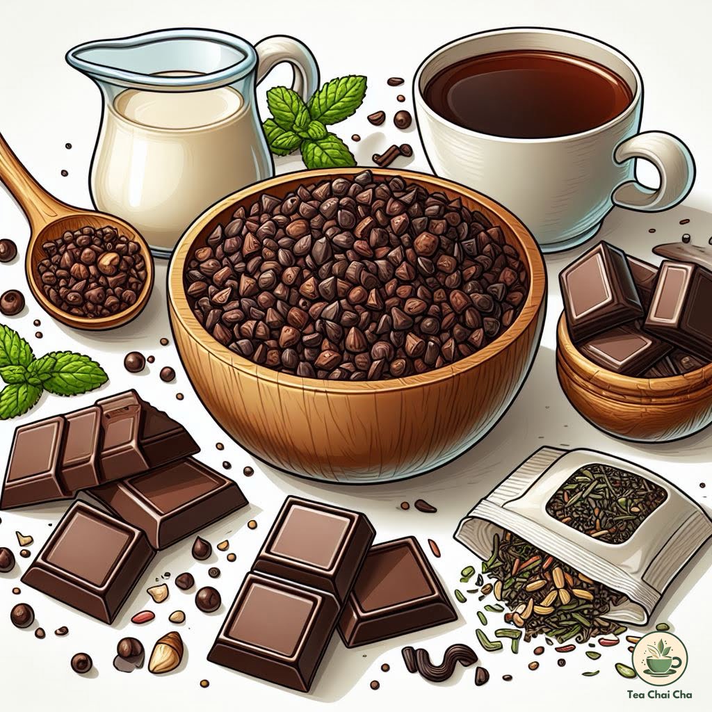 ingredients for choco mint tea latte