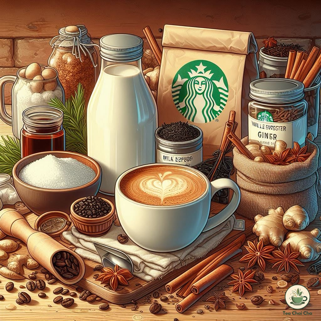 ingredients for dirty chai tea latte