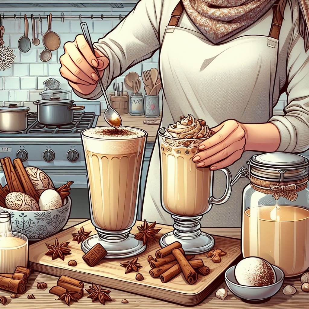 making eggnog chai latte