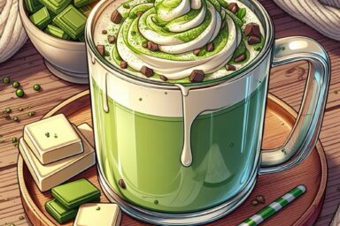 matcha hot chocolate in glass