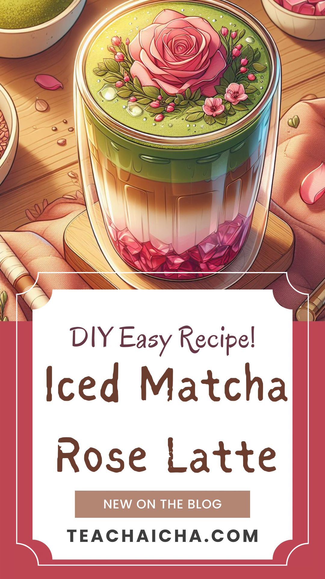 iced matcha rose latte