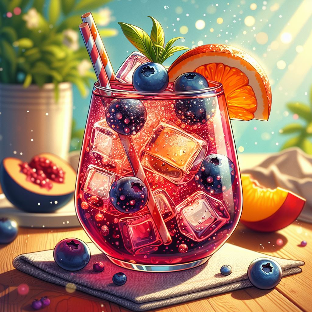 blueberry peach hibiscus spritzer