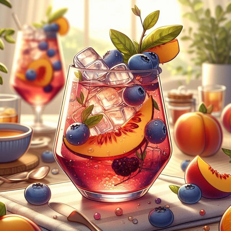 blueberry peach hibiscus spritzer