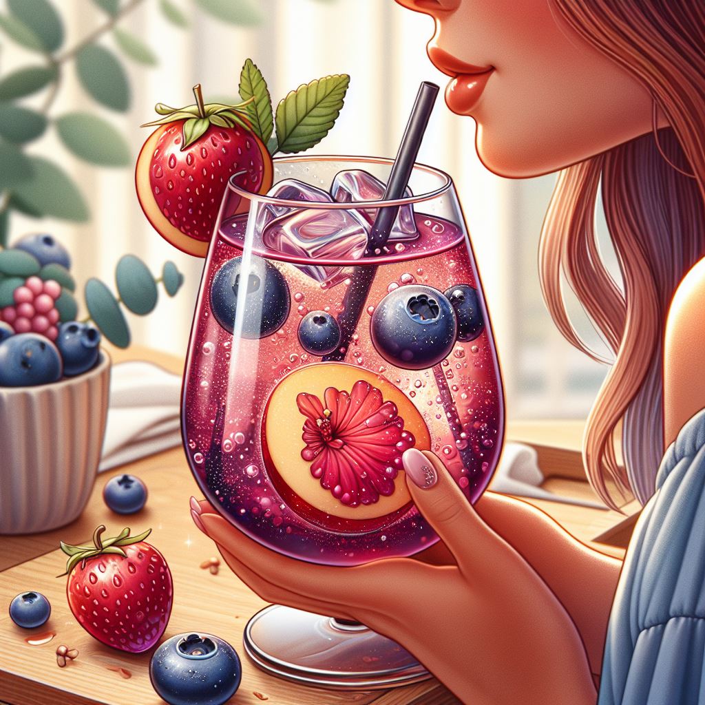 blueberry peach hibiscus spritzer