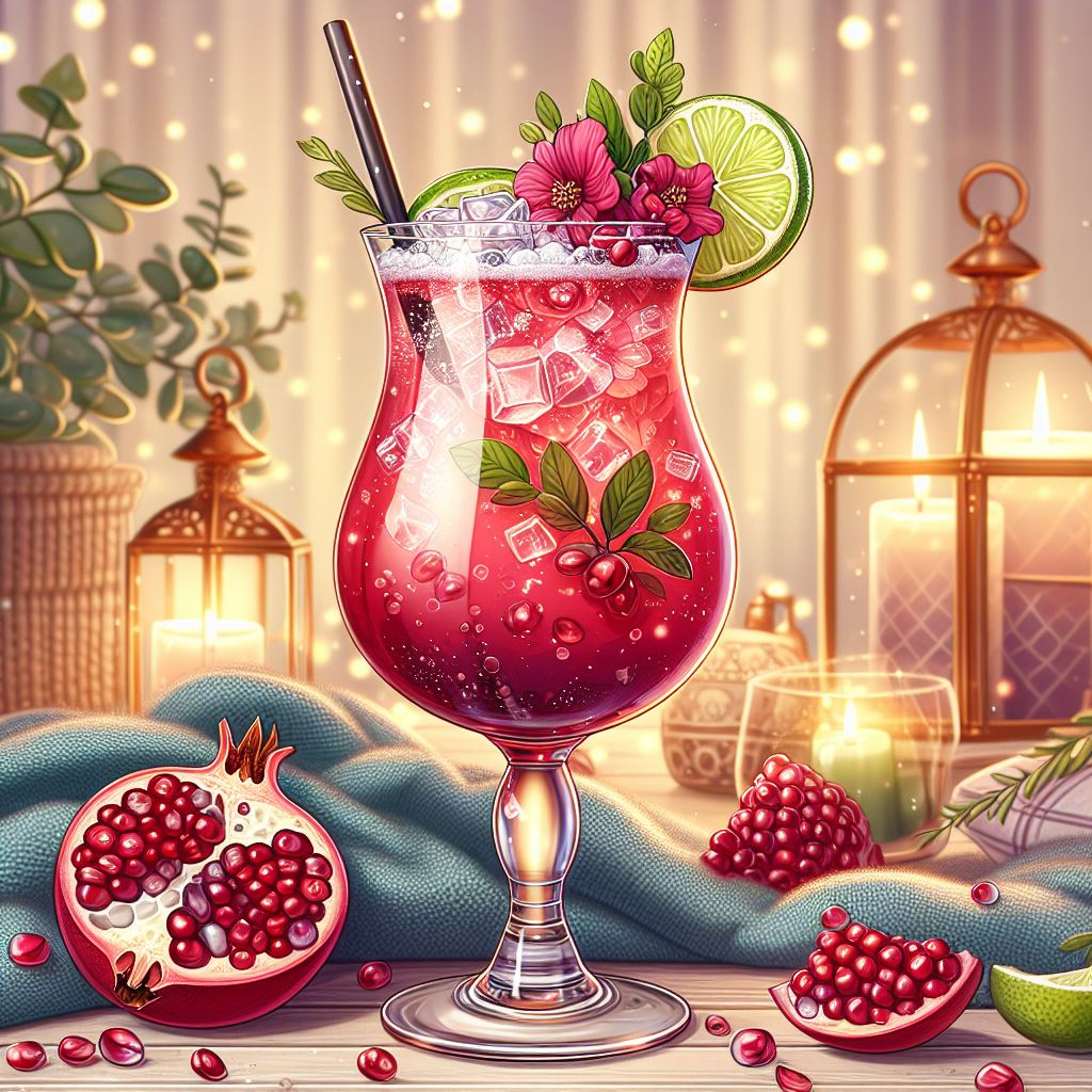 pomegranate hibiscus tea mocktail