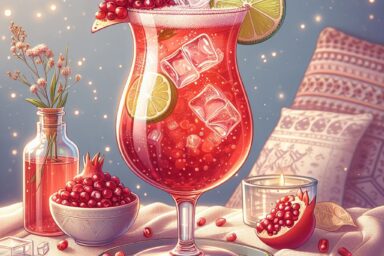 pomegranate hibiscus tea mocktail