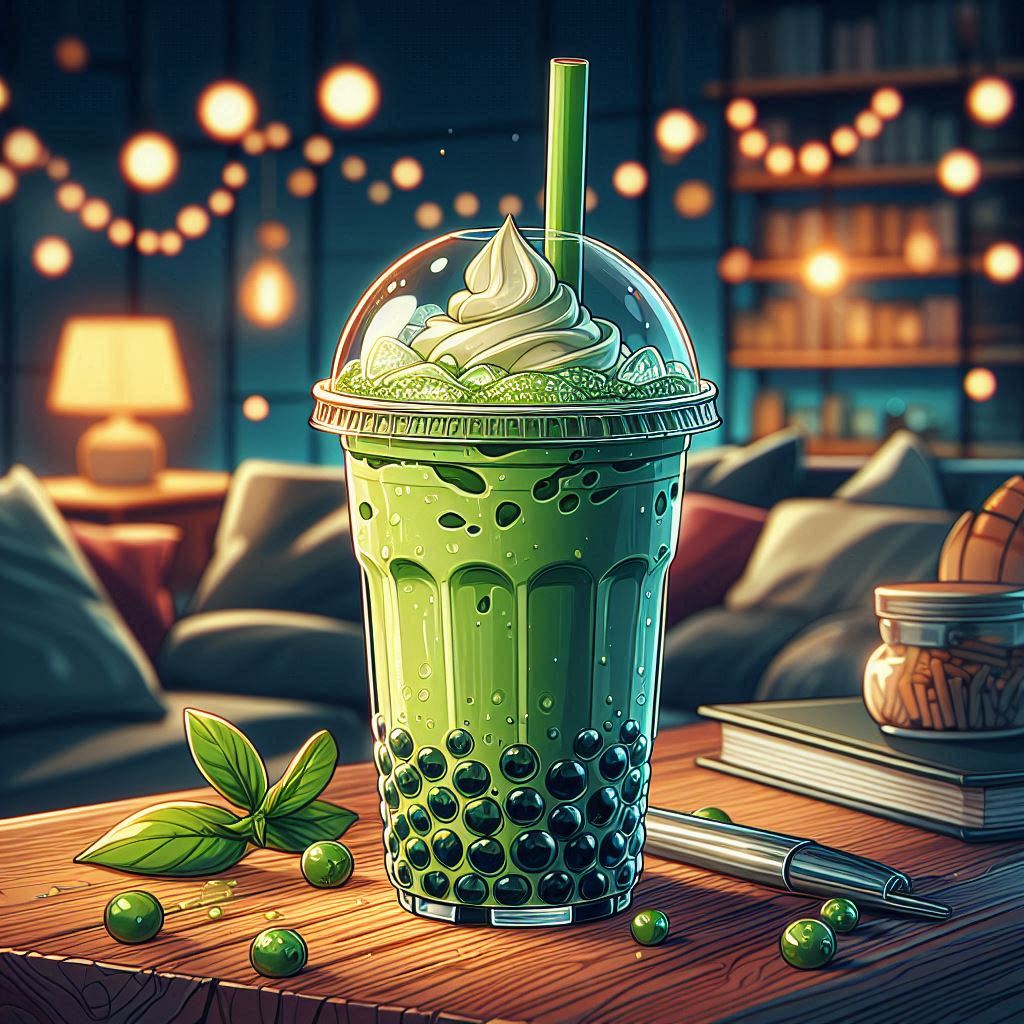 iced matcha bubble tea